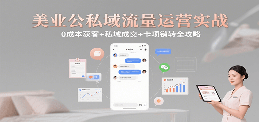 美业公私域流量运营实战：0成本获客+私域成交+卡项销转全攻略-AI学习资源网