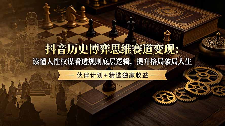 抖音历史博弈思维赛道变现：读懂人性权谋看透规则底层逻辑，提升格局破局人生，伙伴计划+精选独家收益-AI学习资源网