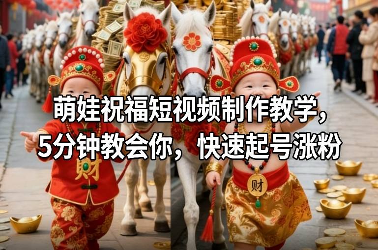 萌娃祝福短视频制作教学，5分钟教会你，快速起号涨粉-AI学习资源网