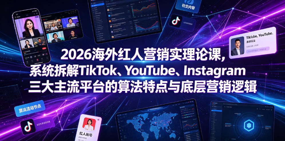 2026海外红人营销实理论课，系统拆解TikTok、YouTube、Instagram三大主流平台的算法特点与底层营销逻辑-AI学习资源网