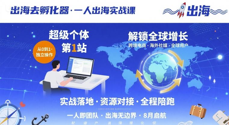 出海去孵化器，一人出海实战课，超级个体第1站，解锁全球增长-AI学习资源网