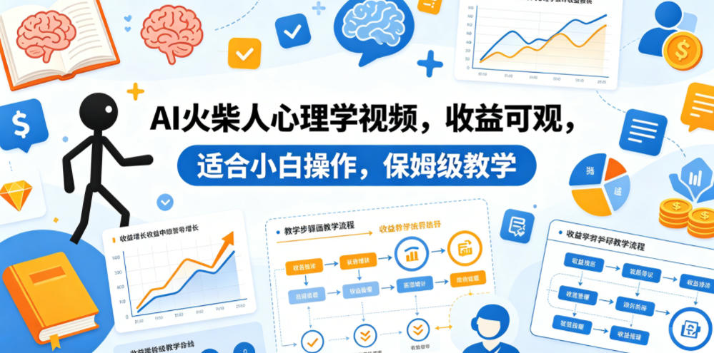 AI火柴人心理学视频，收益可观，适合小白操作，保姆级教学-AI学习资源网