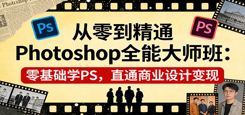 从零到精通Photoshop全能大师班：零基础学PS，直通商业设计变现-AI学习资源网