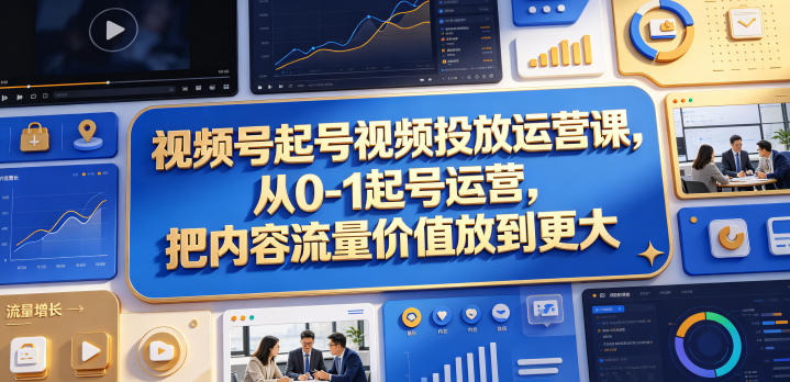 视频号起号视频投放运营课，从0-1起号运营，把内容流量价值放到更大-AI学习资源网