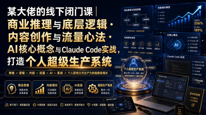 某大佬的线下闭门课|商业推理与底层逻辑・内容创作与流量心法・AI核心概念与Claude Code实战,打造个人超级生产系统【录音+图片】-AI学习资源网