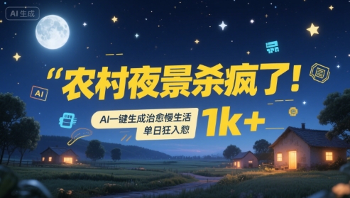 农村夜景杀疯了！AI一键生成治愈系慢生活，单日狂入1k+-AI学习资源网