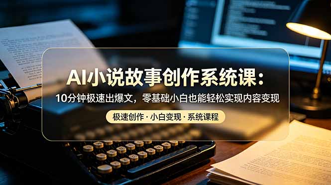 AI小说故事创作系统课：10分钟极速出爆文，零基础小白也能轻松实现内容变现-AI学习资源网