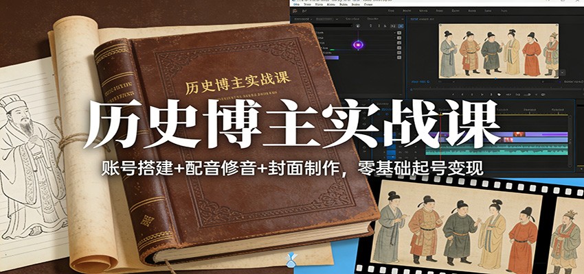 历史博主实战课：账号搭建+配音修音+封面制作，零基础起号变现-AI学习资源网