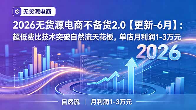 2026无货源电商不备货2.0【更新-6月】：超低费比技术突破自然流天花板，单店月利润1-3万元-AI学习资源网