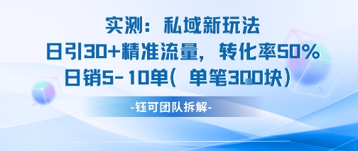 实测私域新玩法日引30加精准流量转化率50%日销5-10单每笔3张-AI学习资源网