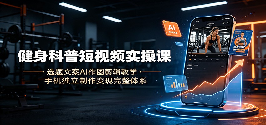 健身科普短视频实操课:选题文案AI作图剪辑教学,手机独立制作变现完整体系-AI学习资源网