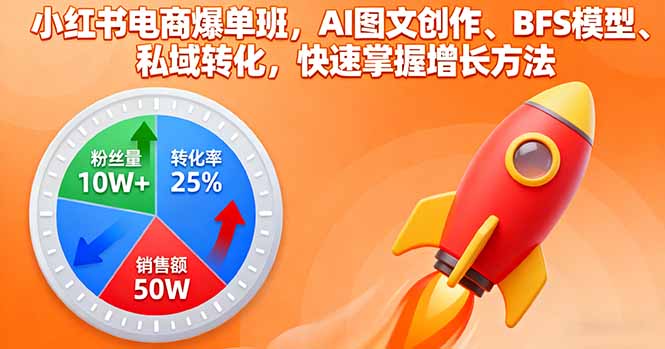 小红书电商爆单班，AI图文创作、BFS模型、私域转化，快速掌握增长方法-AI学习资源网