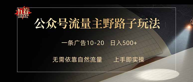 公众号流量主野路子玩法 单条广告10-20元 日入500+-AI学习资源网