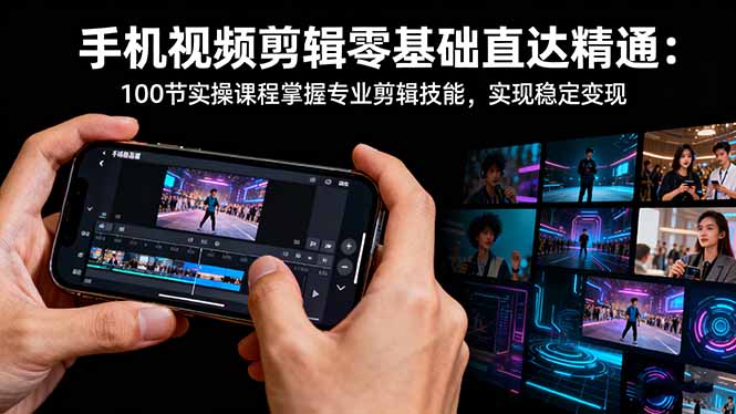 手机视频剪辑零基础直达精通：100节实操课程掌握专业剪辑技能，实现稳…-AI学习资源网