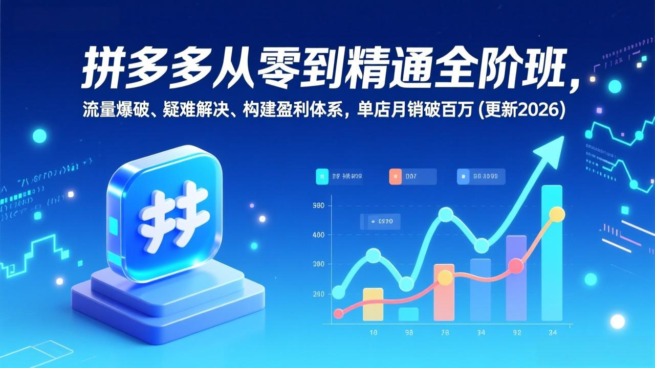 拼多多从零到精通全阶班，流量爆破、疑难解决，构建盈利体系，单店月销破百万(更新2026-AI学习资源网