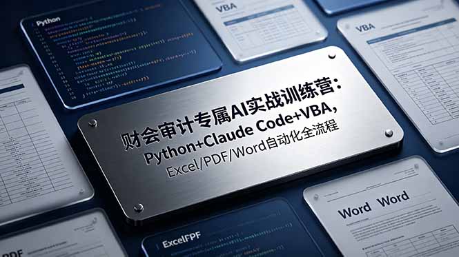 财会审计专属 AI实战训练营：Python+Claude Code+VBA，Excel/PDF/Word自动化全流程-AI学习资源网