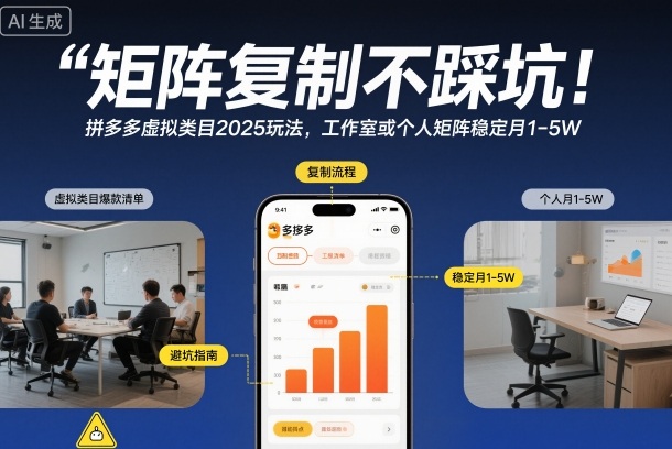 矩阵复制不踩坑！拼多多虚拟类目2025玩法，工作室或者个人矩阵稳定月1-5W【揭秘】-AI学习资源网