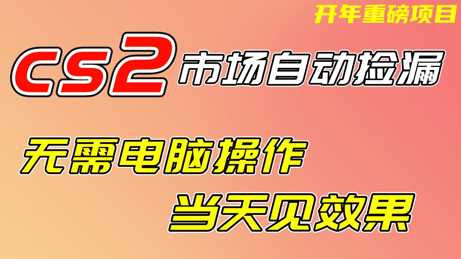 CS2市场挂机项，无需电脑操作，无需进入游戏，当天见效果，支持任何形式验证-AI学习资源网