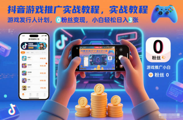 抖音游戏推广实战教程,游戏发行人计划,0粉丝变现,小白轻松日入3张-AI学习资源网