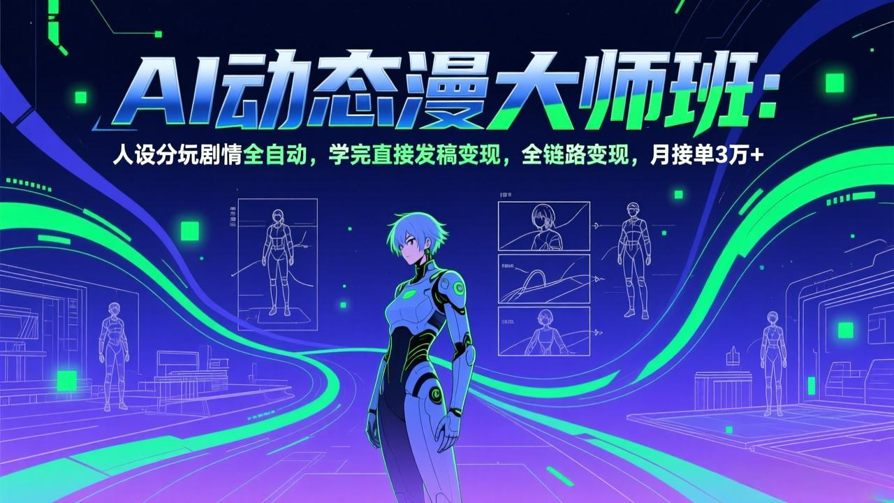 AI动态漫剧大师班:人设分镜剧情全自动,学完直接发稿变现,全链路变现,月接单3万+-AI学习资源网