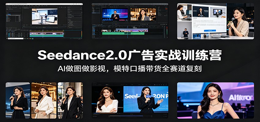 Seedance2.0广告实战训练营：AI做图做影视，模特口播带货全赛道复刻-AI学习资源网