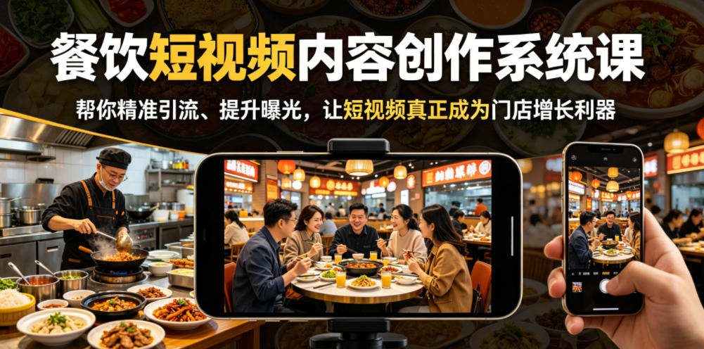 餐饮短视频内容创作系统课，帮你精准引流、提升曝光，让短视频真正成为门店增长利器-AI学习资源网