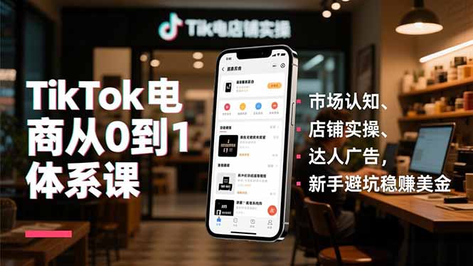 TikTok电商从0到1体系课,市场认知、店铺实操、达人广告,新手避坑稳赚美金-AI学习资源网