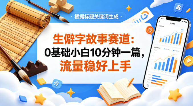 公众号流量主——生僻字故事赛道，流量稳，好上手，0基础小白也能10分钟一篇-AI学习资源网