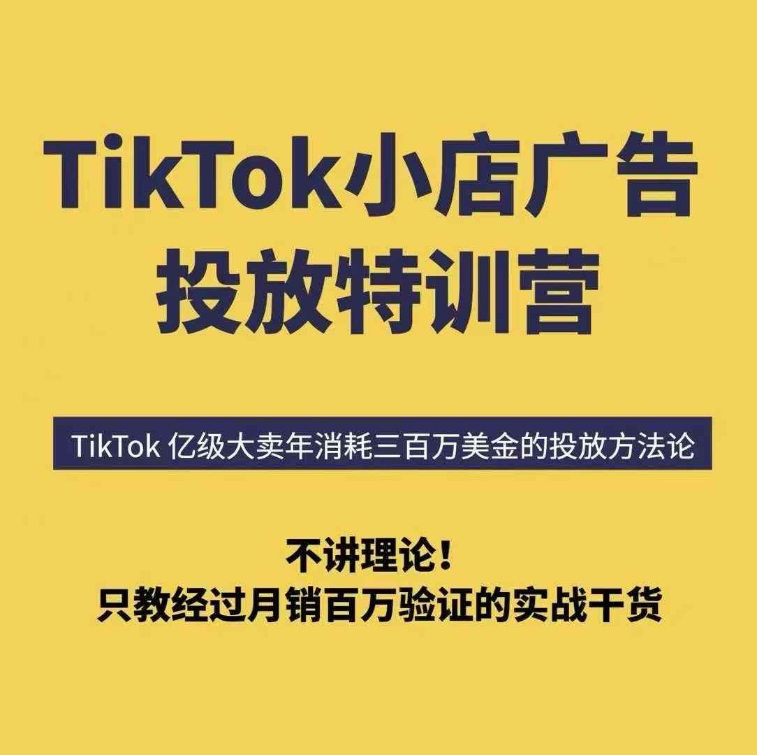 TikTok小店广告投放特训营，6天破局计划专治各种“投不动”，教你经过月销百万验证的实战干货-AI学习资源网
