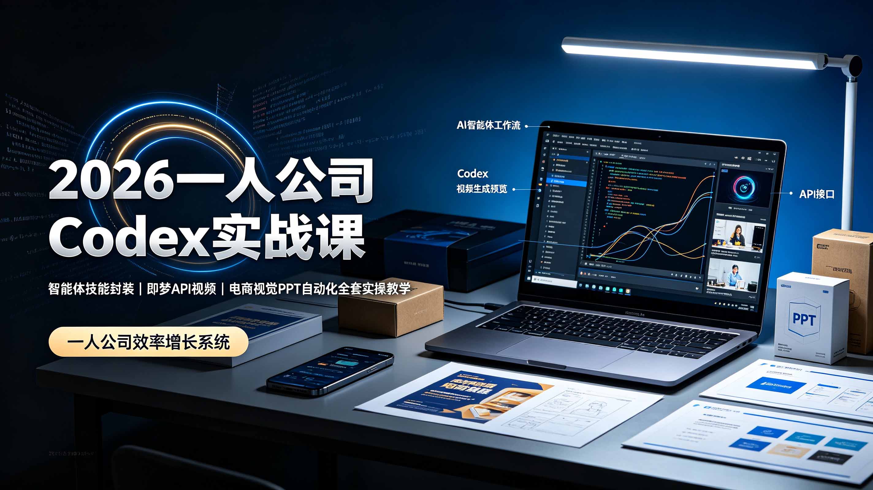 2026一人公司Codex实战课◆智能体技能封装｜即梦API视频｜电商视觉PPT自动化全套实操教学-AI学习资源网