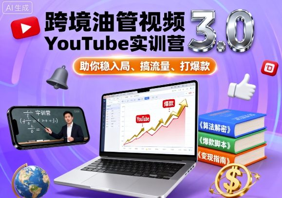 跨境油管视频YouTube实训营3.0，助你稳入局、搞流量、打爆款-AI学习资源网