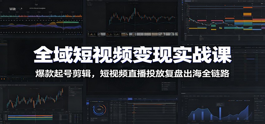 全域短视频变现实战课：爆款起号剪辑，短视频直播投放复盘出海全链路-AI学习资源网