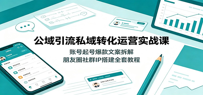 公域引流私域转化运营实战课：账号起号爆款文案拆解，朋友圈社群IP搭建全套教程-AI学习资源网