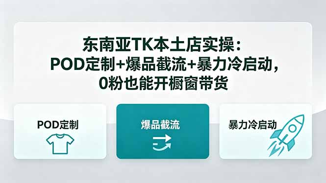 东南亚TK本土店实操：POD定制+爆品截流+暴力冷启动，0粉也能开橱窗带货-AI学习资源网