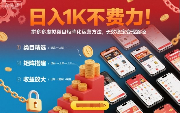 日入1K不费力！拼多多虚拟类目矩阵化运营方法，长效稳定变现路径-AI学习资源网