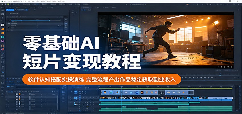 零基础AI短片变现教程:软件认知搭配实操演练,完整流程产出作品稳定获取副业收入-AI学习资源网