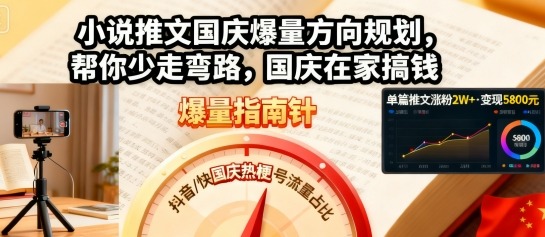 小说推文国庆爆量方向规划，帮你少走弯路，国庆在家搞钱-AI学习资源网