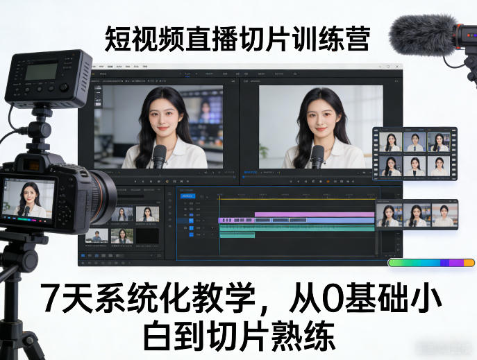 短视频直播切片训练营，7天系统化教学，从0基础小白到切片熟练-AI学习资源网