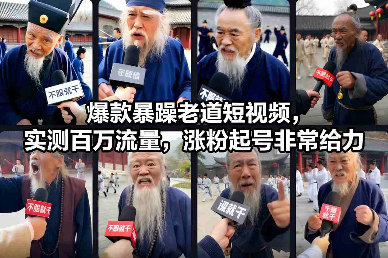 爆款暴躁老道短视频，实测百万流量，涨粉起号非常给力-AI学习资源网