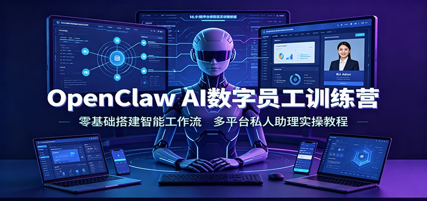 OpenClaw AI数字员工训练营：零基础搭建智能工作流，多平台私人助理实操教程-AI学习资源网