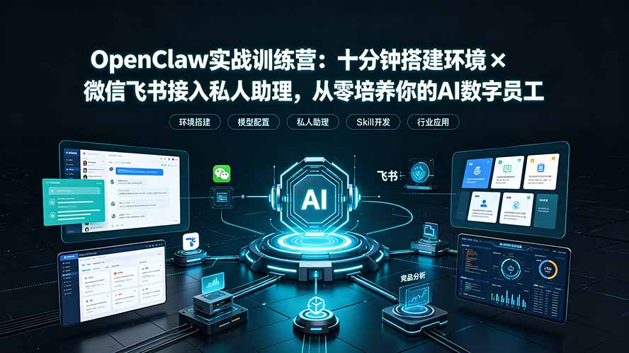OpenClaw实战特训营:十分钟搭建环境×微信飞书接入私人助理,从零培养你的AI数字员工-AI学习资源网