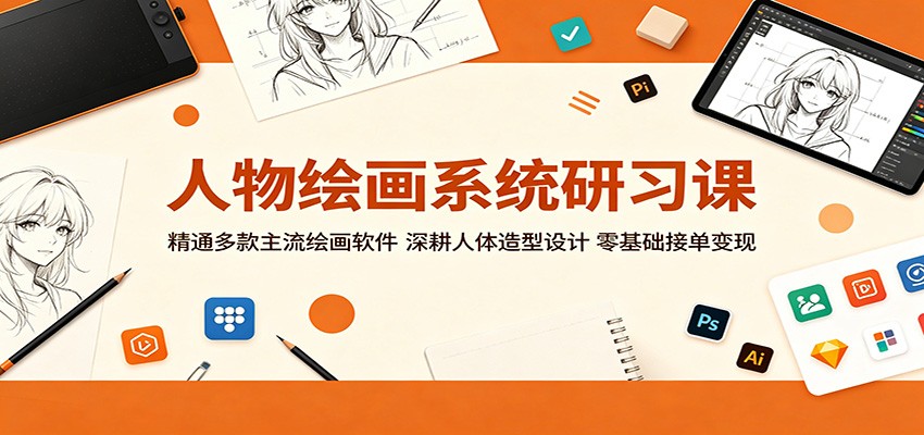 人物绘画系统研习课:精通多款主流绘画软件,深耕人体造型设计,零基础接单变现-AI学习资源网