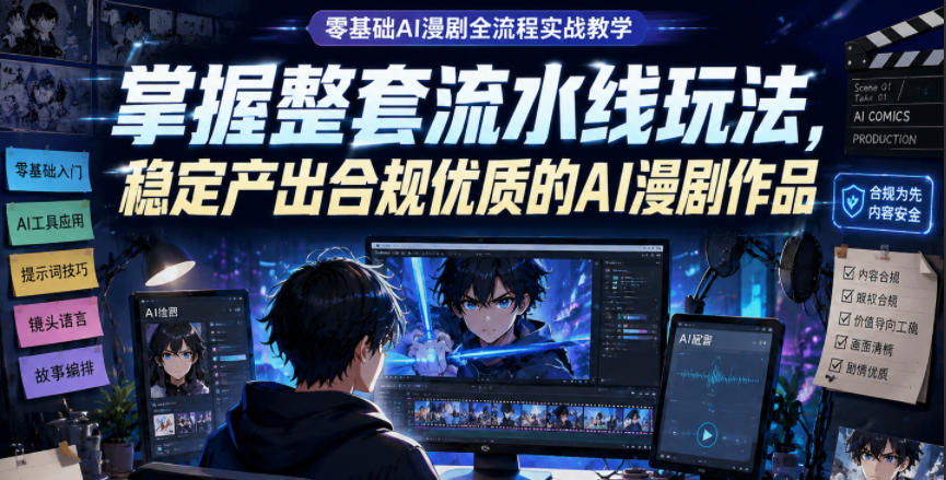 零基础AI漫剧全流程实战教学，掌握整套流水线玩法，稳定产出合规优质的AI漫剧作品-AI学习资源网