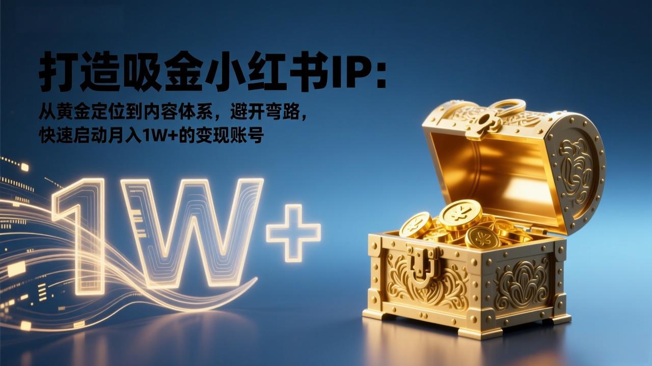 打造吸金小红书IP：从黄金定位到内容体系，避开弯路，快速启动月入1W+的变现账号-AI学习资源网
