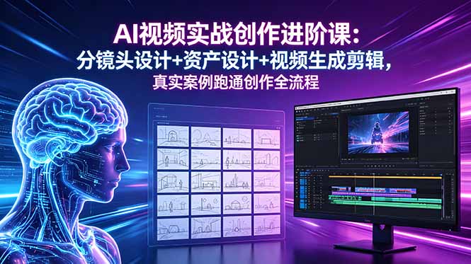 AI视频实战创作进阶课:分镜头设计+资产设计+视频生成剪辑,真实案例跑通创作全流程-AI学习资源网