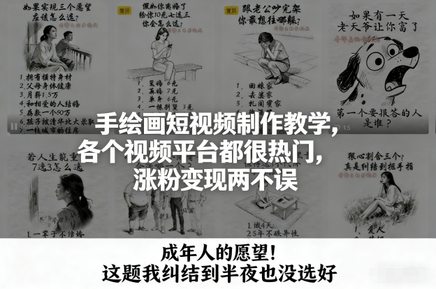 手绘画短视频制作教学，各个视频平台都很热门，涨粉变现两不误-AI学习资源网