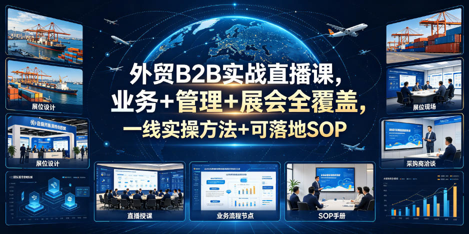 外贸B2B实战直播课，业务+管理+展会全覆盖，一线实操方法+可落地SOP-AI学习资源网