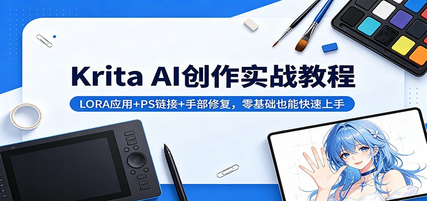 Krita AI创作实战教程：LORA应用+PS链接+手部修复，零基础也能快速上手-AI学习资源网