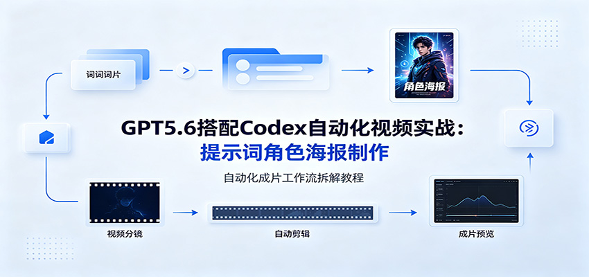 GPT5.6搭配Codex自动化视频实战:提示词角色海报制作,自动化成片工作流拆解教程-AI学习资源网