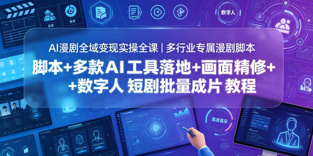 AI漫剧全域变现实操全课｜多行业专属漫剧脚本+多款AI工具落地+画面精修+数字人短剧批量成片全教程-AI学习资源网